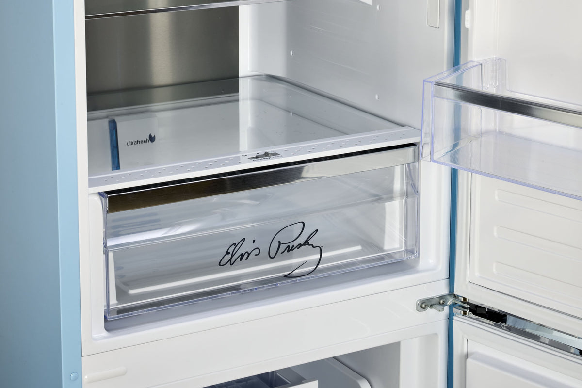 Unique Appliances - 24 in. Wide Elvis Classic Retro 12 cu ft. Counter-Depth Bottom Freezer Refrigerator - Blue Hawaii