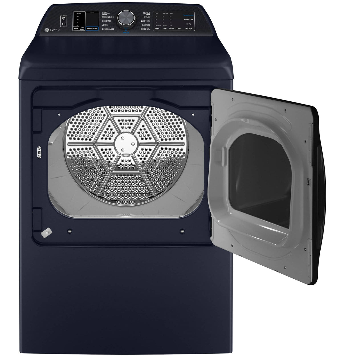 GE Profile - 7.3 Cu. Ft. Smart Electric Dryer with Steam and Tangle Control - Sapphire Blue