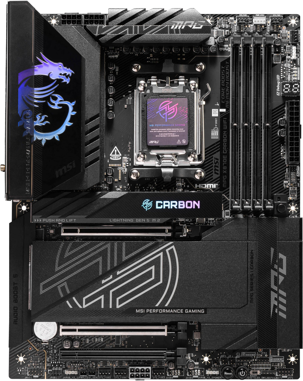 MSI - MPG X870E CARBON WIFI (Socket AM5) AMD X870E ATX DDR5 Wi-Fi 7 Motherboard - Black