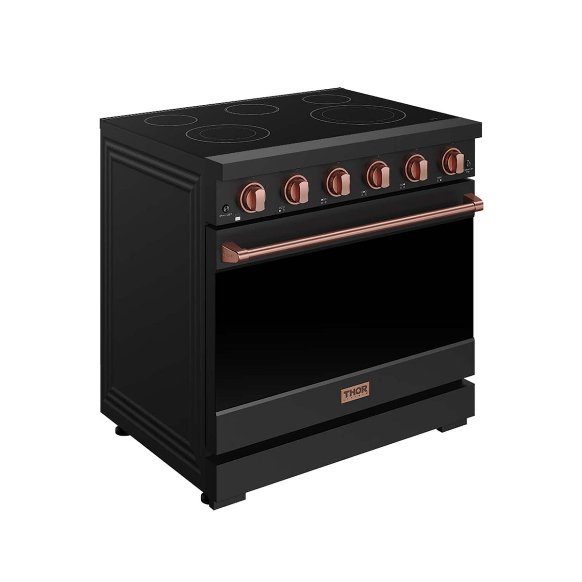 36 in. Wide 5 Elements Gordon Ramsay Series by Thor Kitchen 6.0 Cu.Ft Freestanding Electric Range with Rose Gold Handles - Black