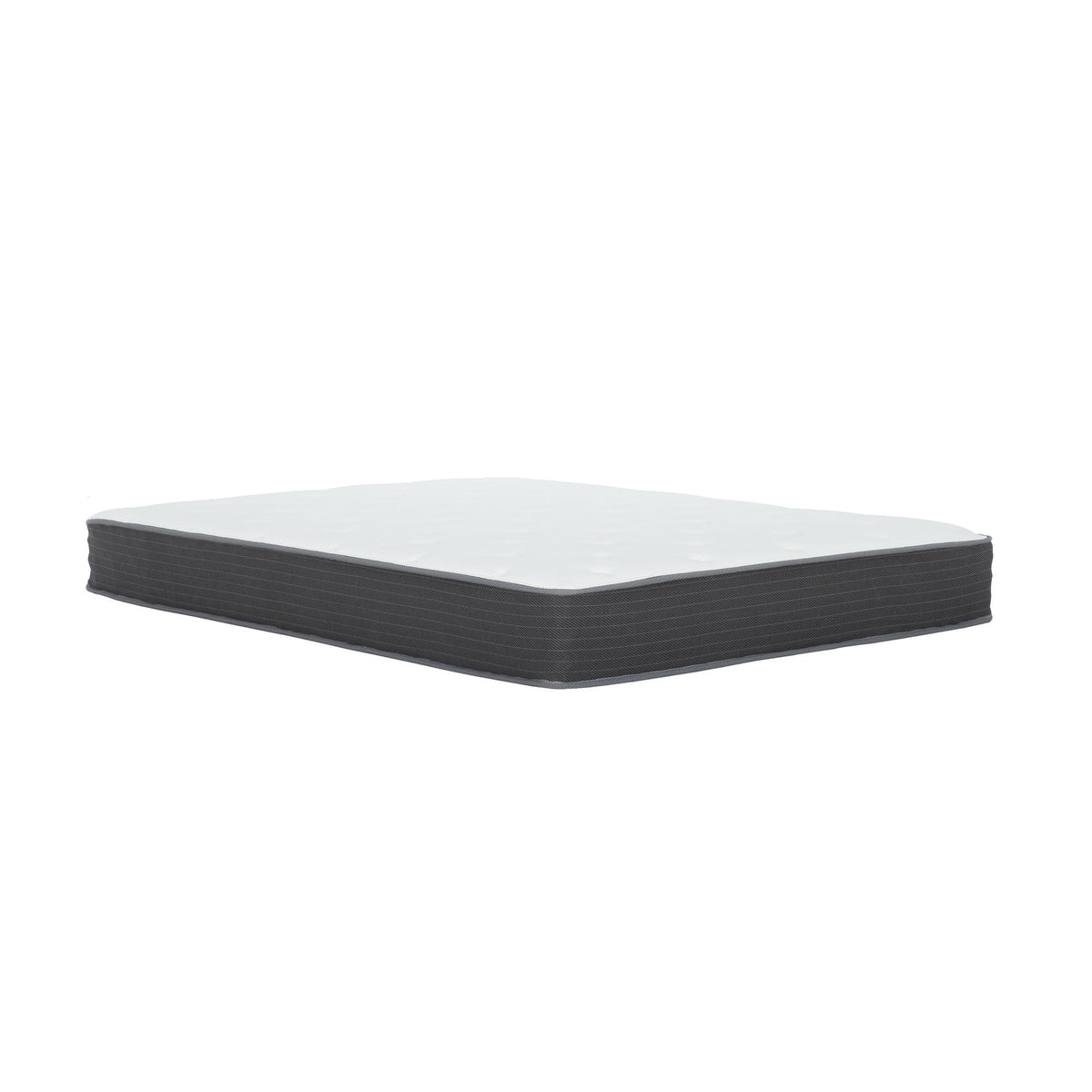 Colchón híbrido de muelles ensacados de 8", espuma viscoelástica de gel suave, en caja - Gris / Blanco - Matrimonial (Full)