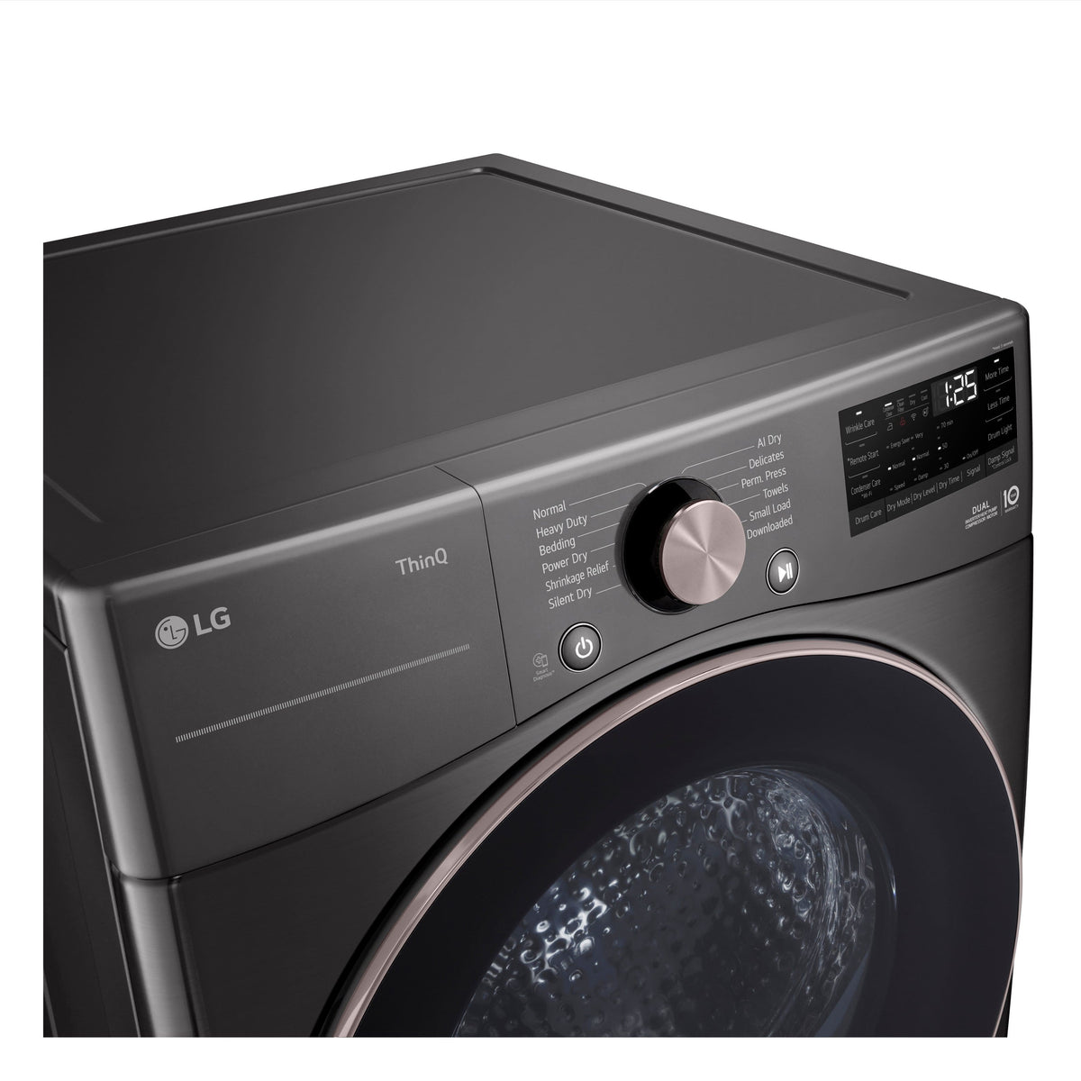 LG - 7.8 Cu. Ft. Stackable Smart Electric Dryer with Dual Inverter HeatPump Technology - Black Steel