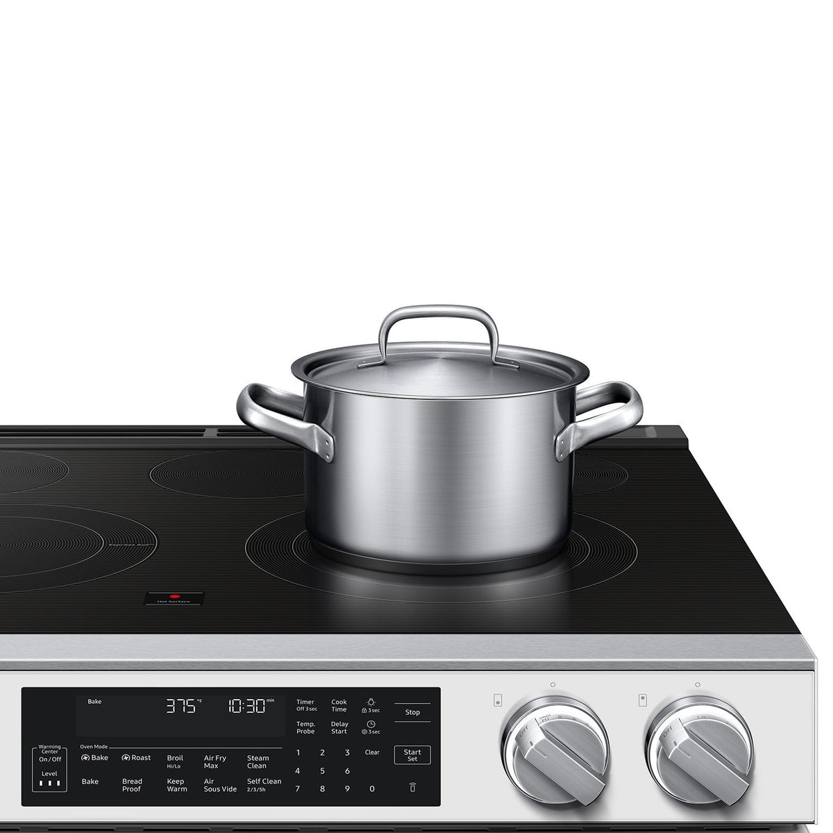 Samsung - 30 in. Wide 4 Burner 6.3 cu. ft. Bespoke Smart Slide-In Electric Range with Illuminated Precision Knobs - White Glass