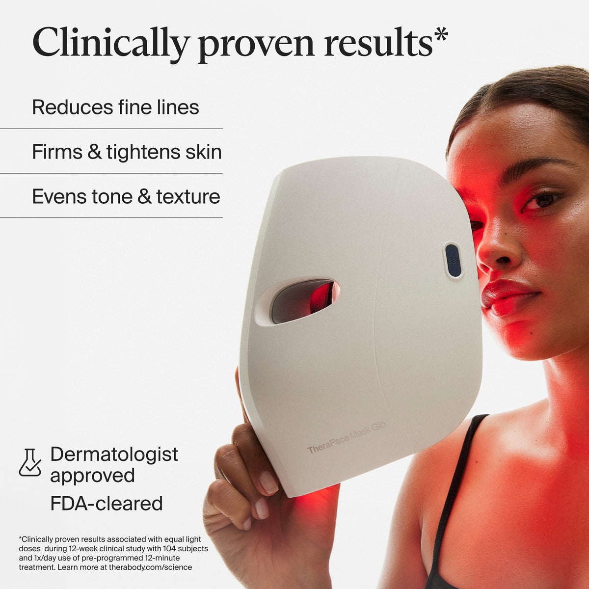 Therabody - TheraFace Mask Glo - Clinically Proven LED Skincare Mask With 504 LEDs For Radiant Skin - White