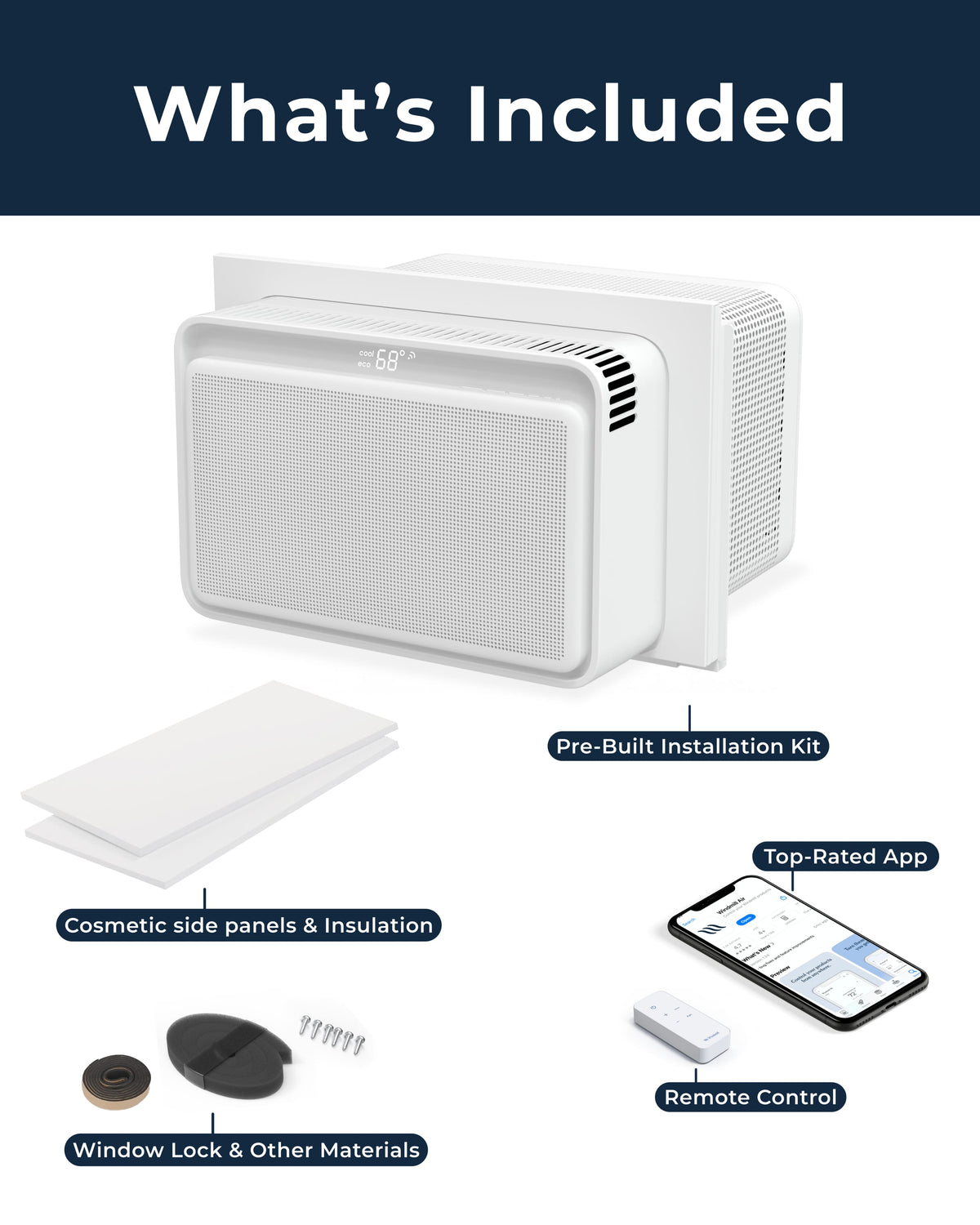 Windmill - WhisperTech 12,000 BTU Smart Window Air Conditioner with Inverter Technology - White
