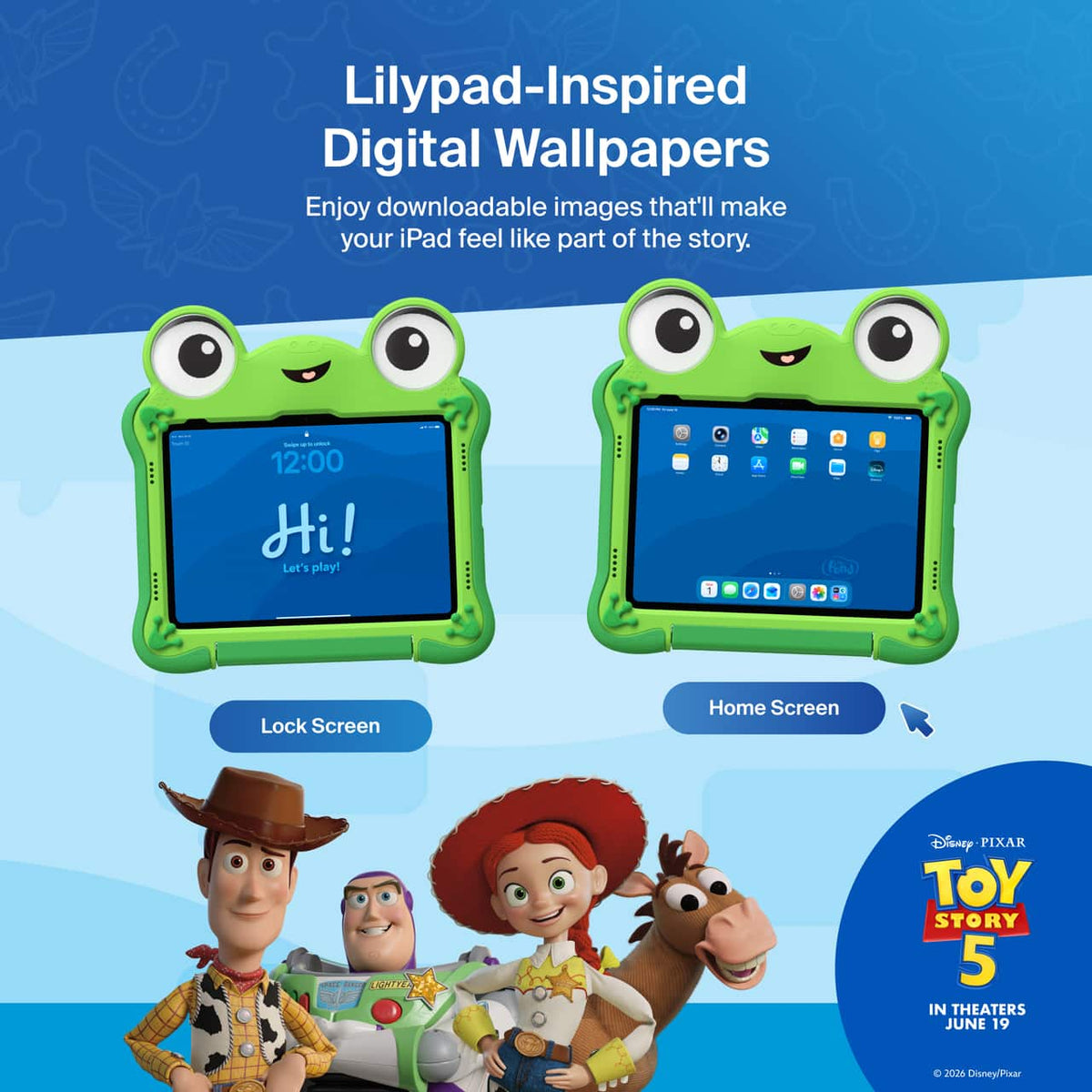 Belkin - Disney Toy Story 5 Lilypad Kids Case for iPad 10th Gen and 11th Gen – Durable Nontoxic Cover with Kickstand and Handle - Green