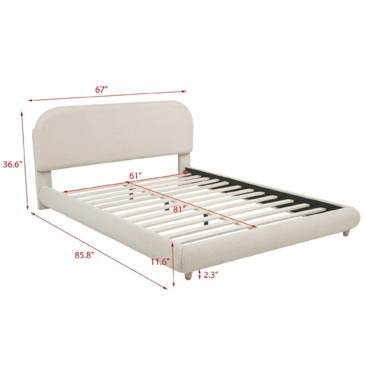 Cama de plataforma contemporánea de perfil bajo