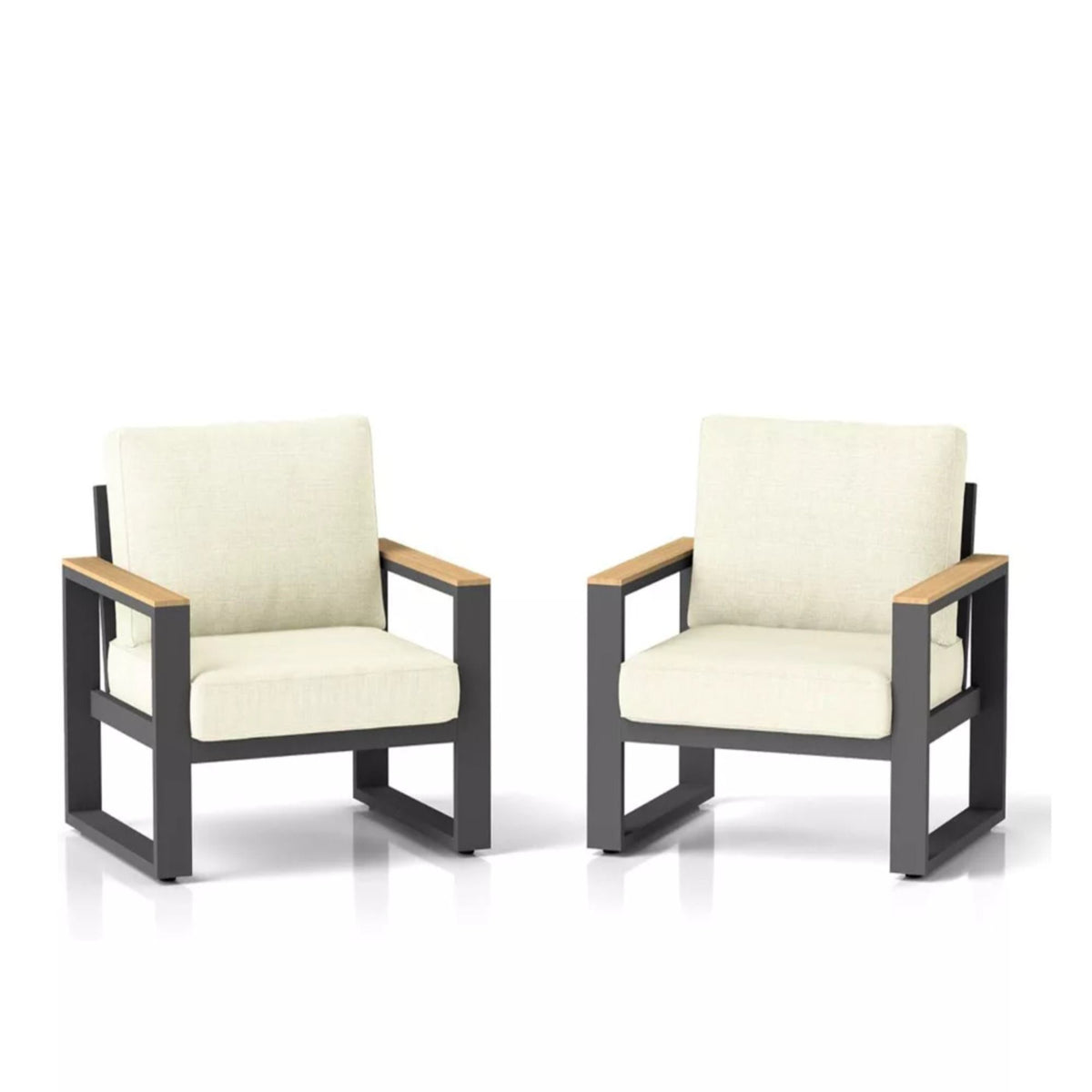 Sillones de patio para todo tipo de clima con cojines gruesos (juego de 2)