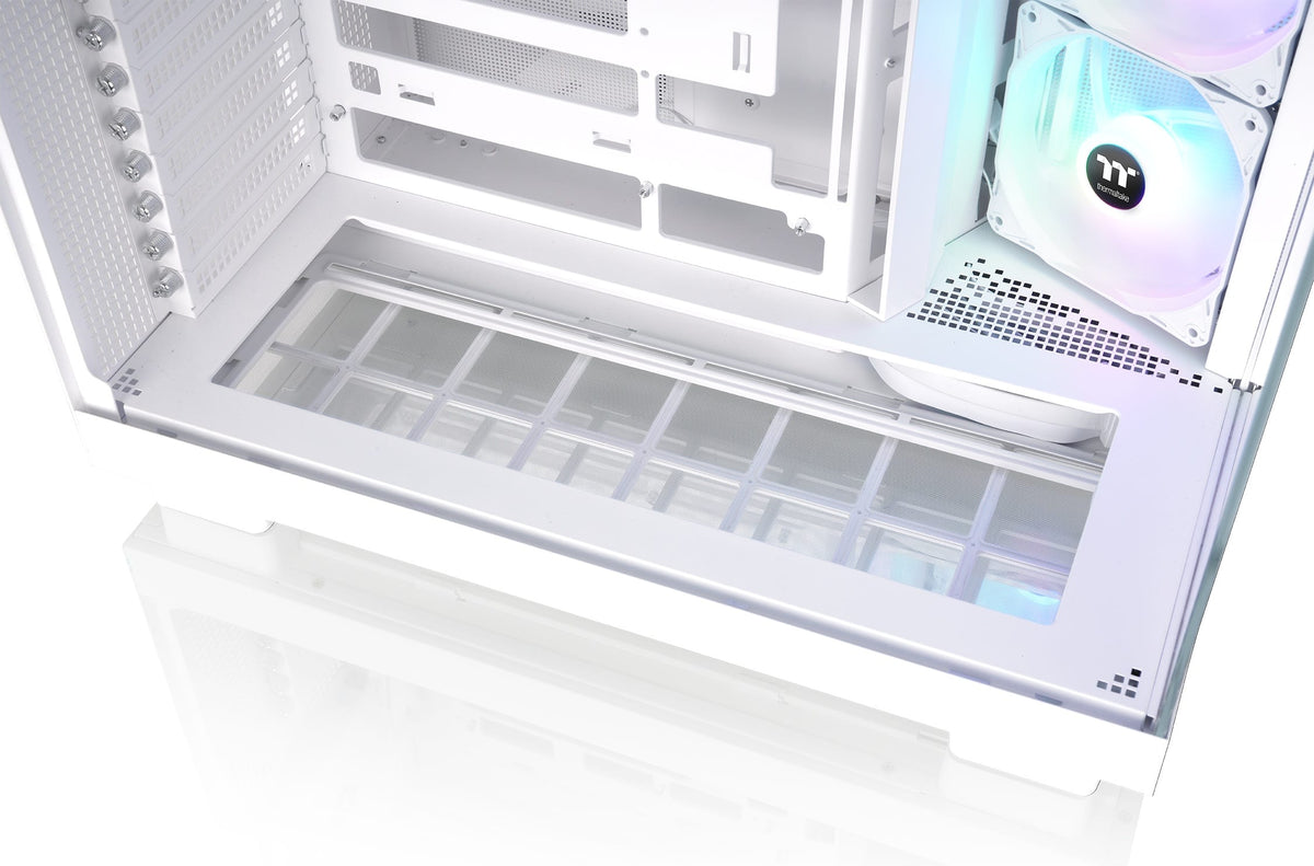 Thermaltake - View 380 XL TG ARGB Dual-Chamber Chassis with Hidden-Connector Motherboard Support ATX Mid Tower PC Case - Snow