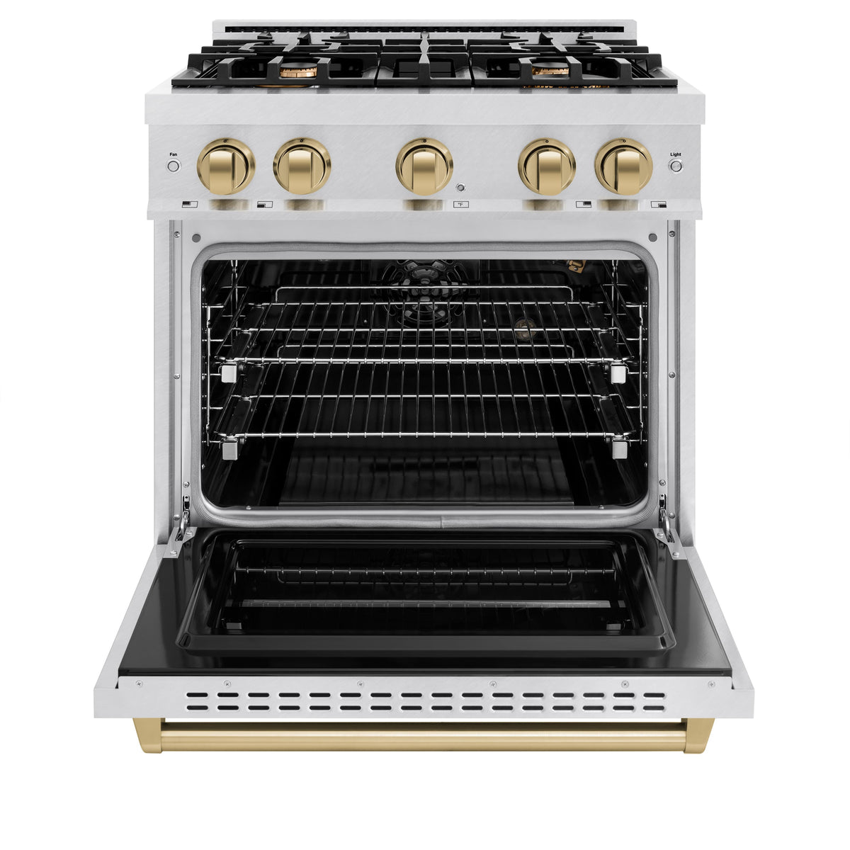 30 in. Wide 4 Burner ZLINE Autograph Classic Satin Steel Gas Range with Bronze Accents (CGRSZ-30-CB) - Stainless Steel