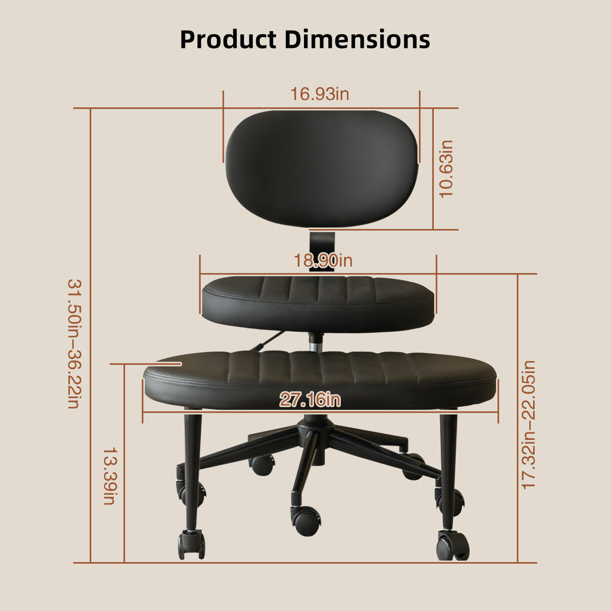 Silla de oficina ergonómica con soporte lumbar para sentarse con las piernas cruzadas