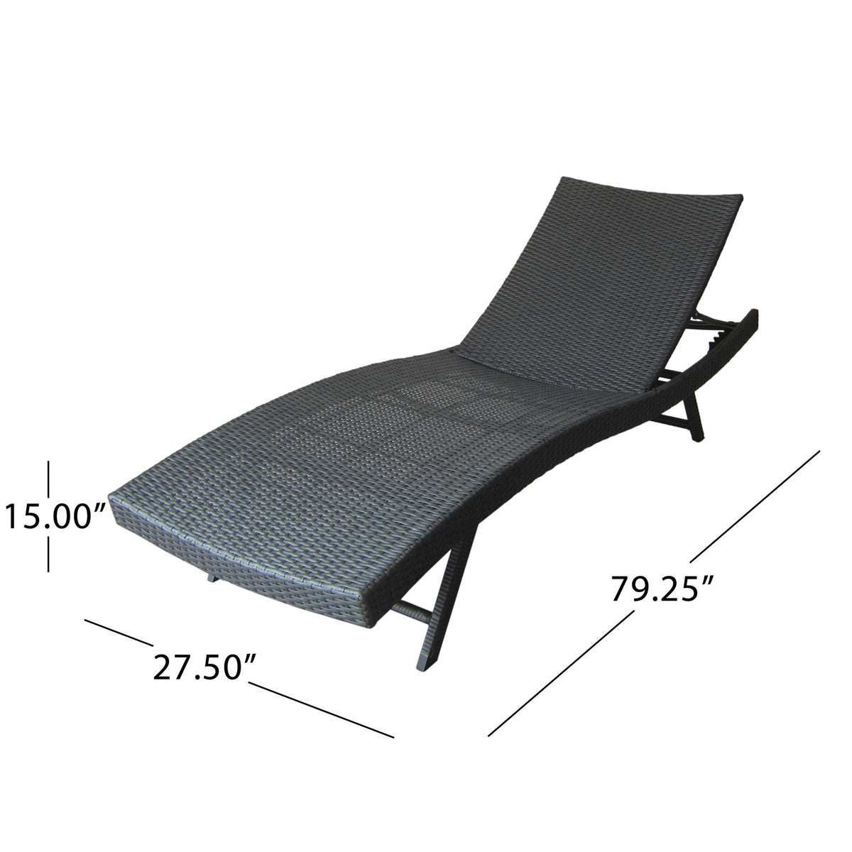 Modern Kauai Wicker Chaise Lounge With Adjustable Seat Back - Gray