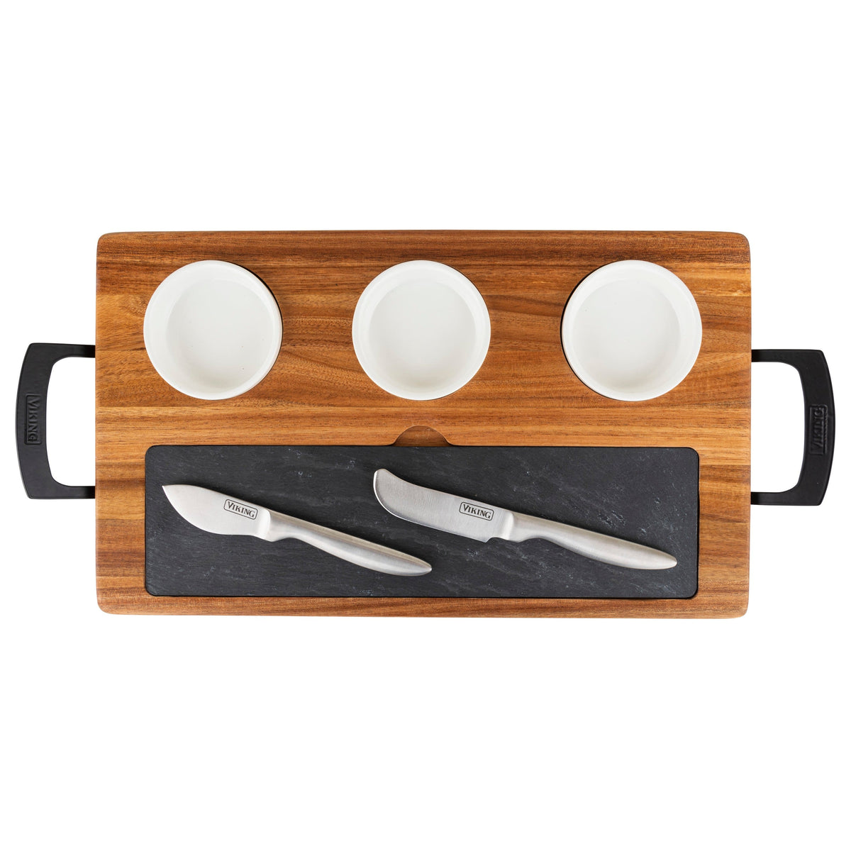 Viking - 7-piece Acacia Wood Slate Cheese Board-Charcuterie Set - Multicolor