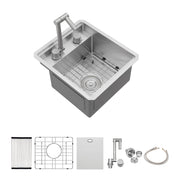 Modern Undermount Bar Sink With Folding Faucet