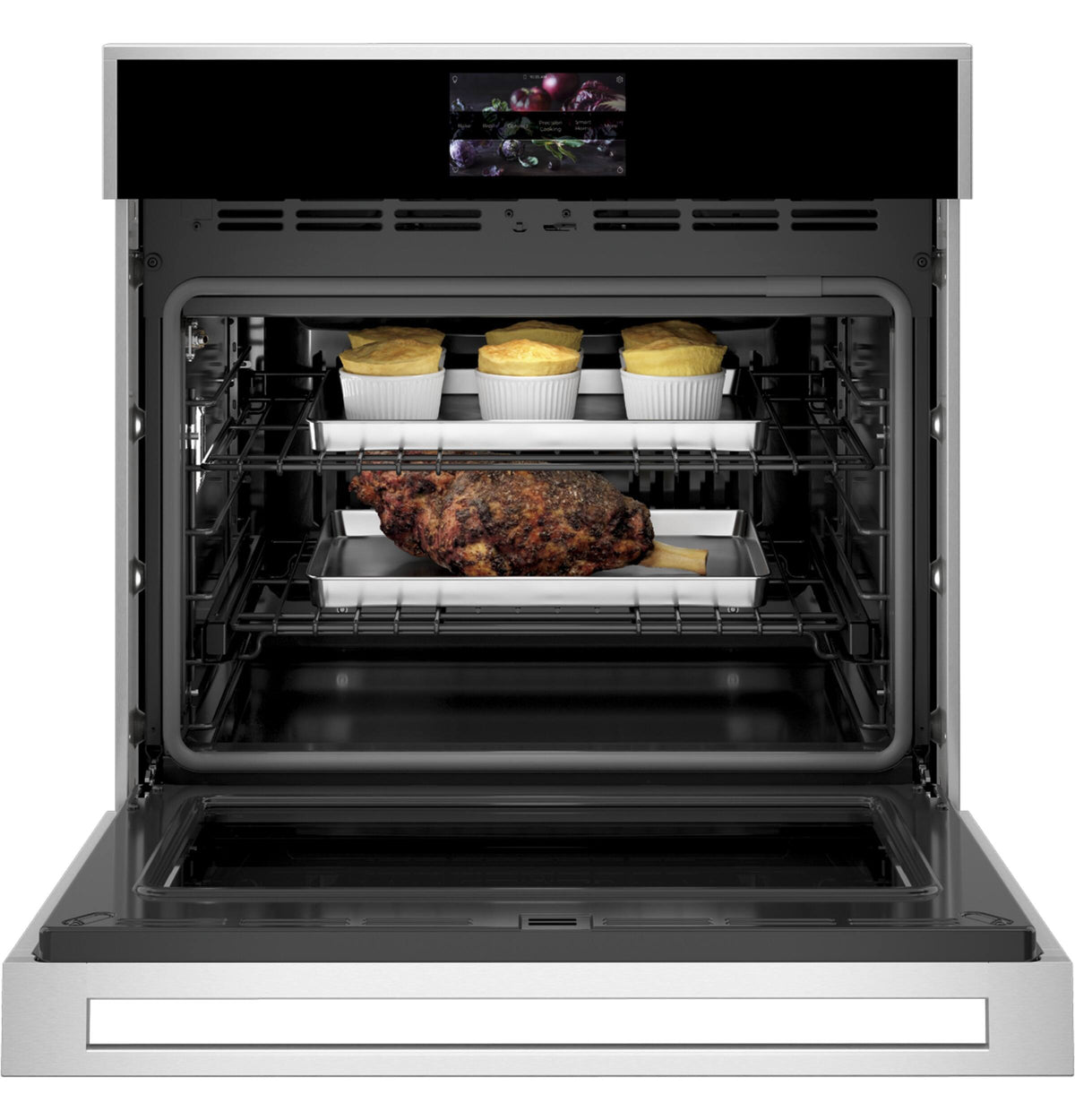 Monogram - 30" Built-In Single Electric Convection Wall Oven with Precision Cooking and LCD Controls - Stainless Steel