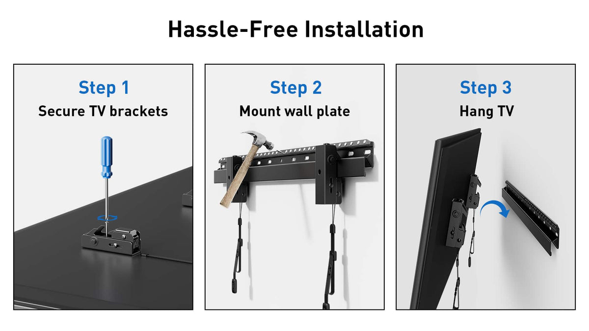 ErgoAV - 42"-90″ Fixed TV Mount - Black