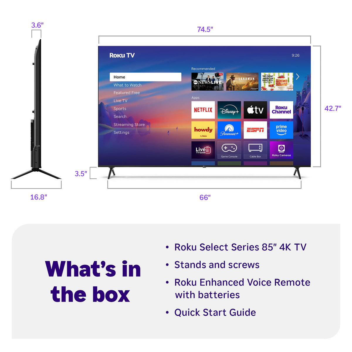 Roku - 85" Class Select Series 4K LED Smart RokuTV