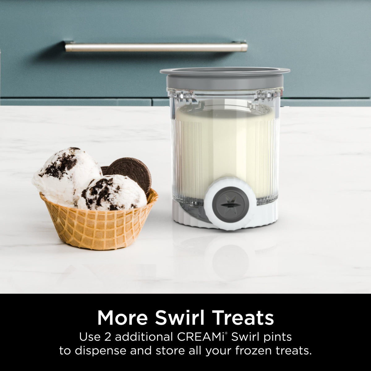 Ninja - Swirl by CREAMi Pints and Lids, 2 Pack - Grey Lids