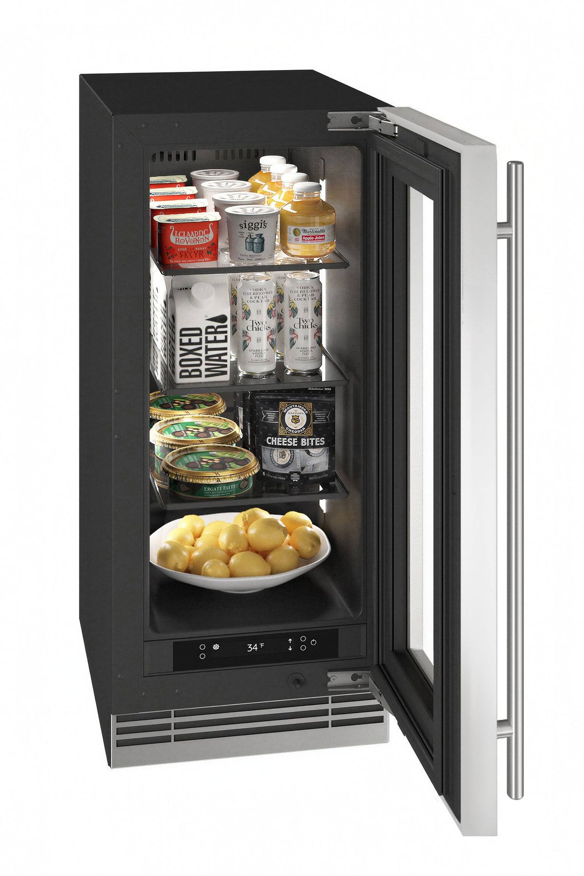 U-Line - 15"W. 2.8 Cu.Ft. Built-In Frame w. Glass Compact Refrigerator - Stainless Steel