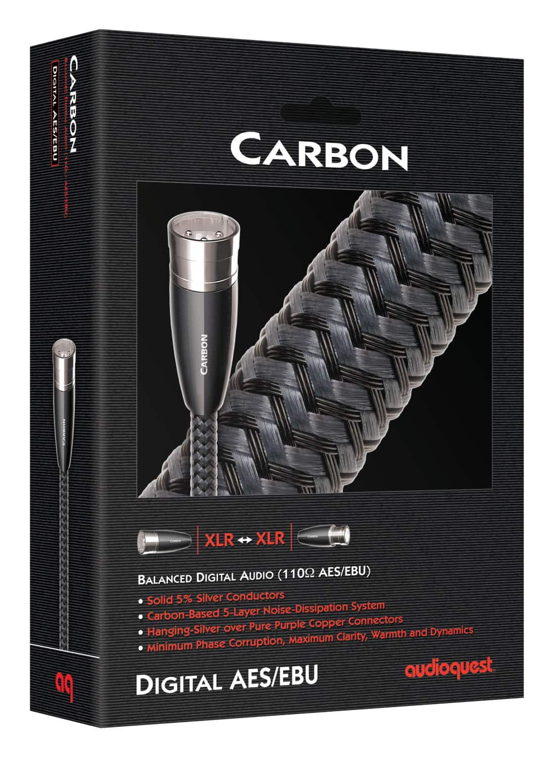 AudioQuest - Carbon AES/EBU 2.75' Digital XLR Balanced Cable with XLR to XLR Connectors - Gray on Black