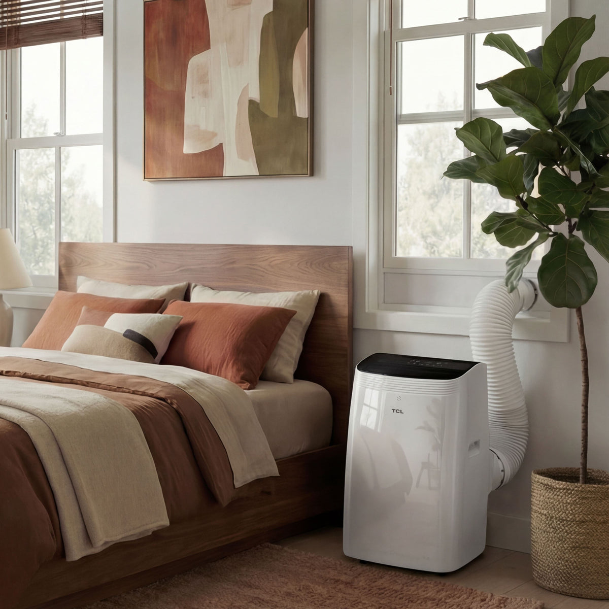 TCL - 450 Sq. Ft. 10,000 BTU Smart Portable Air Conditioner 3-in-1 with AC, Fan & Dehumidifier - White