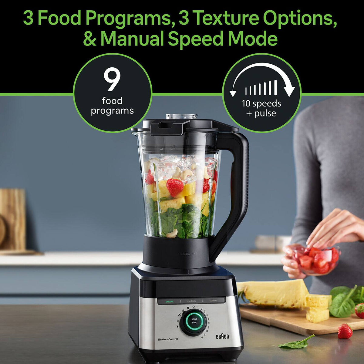 Braun - 10-Speed 1200W 61 fl. oz. TriForce Power Blender - Black