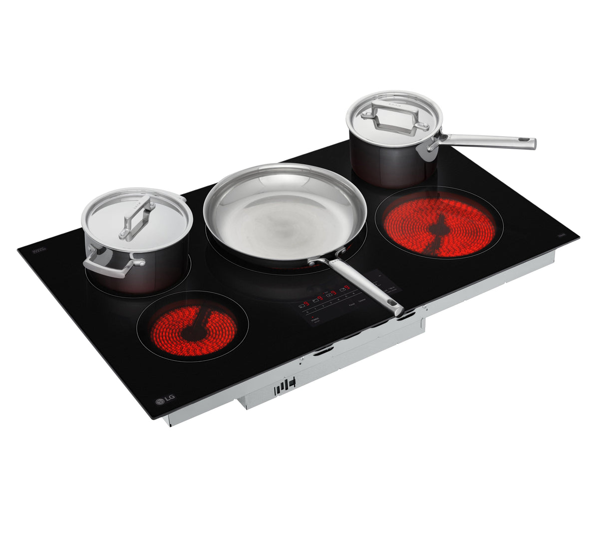 LG - 36-in Built-In Electric Smart Cooktop with 5 Elements with 3.0kW UltraHeat Dual Element and SmoothTouch Glass Controls - Black