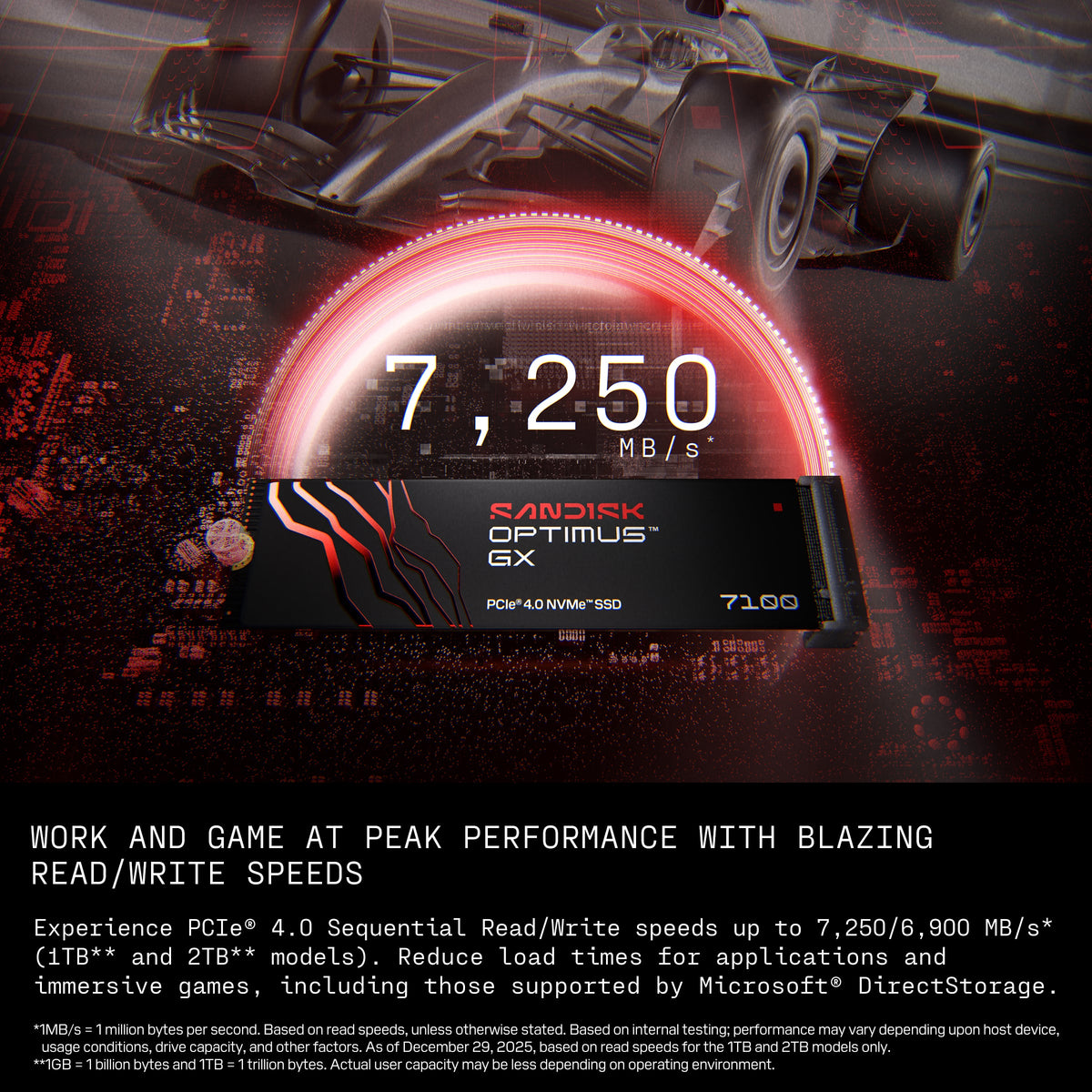 SANDISK - 4TB Optimus GX 7100 PCIe 4.0 x4 M.2 2280 NVMe SSD