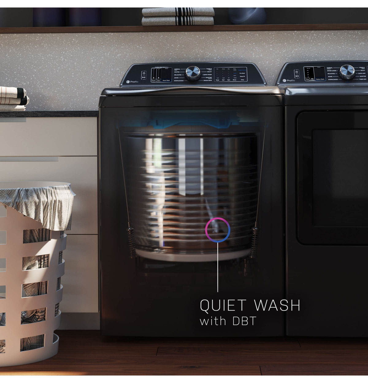 GE Profile - 5.4 Cu. Ft. High-Efficiency Smart Top Load Washer with Adaptive SmartDispense - Sapphire Blue