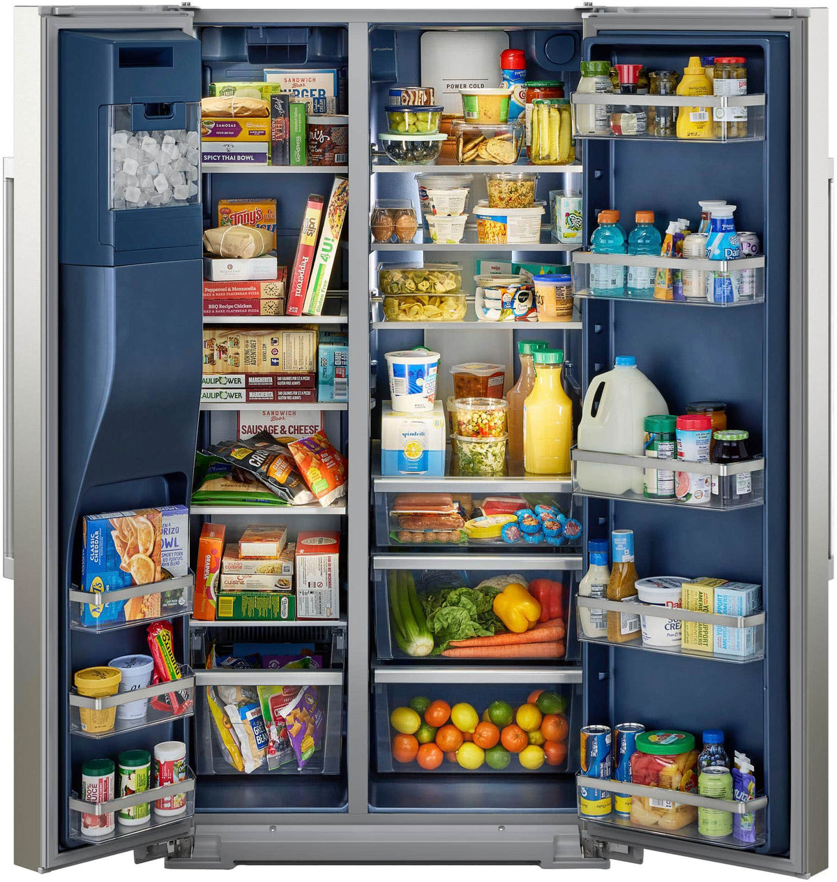 Maytag - 36 in. Wide 29 cu. ft. Side-by-Side Built-in Refrigerator with Arctic Blue Interior - Stainless Steel