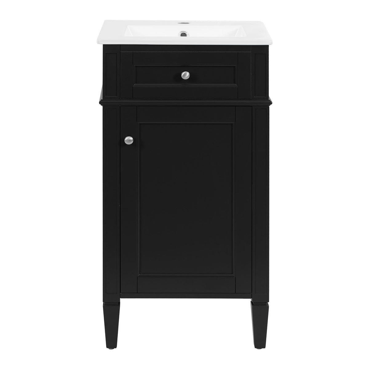 Tocador de baño estilo francés con lavabo, puerta de cierre suave, estante ajustable, diseño rectangular