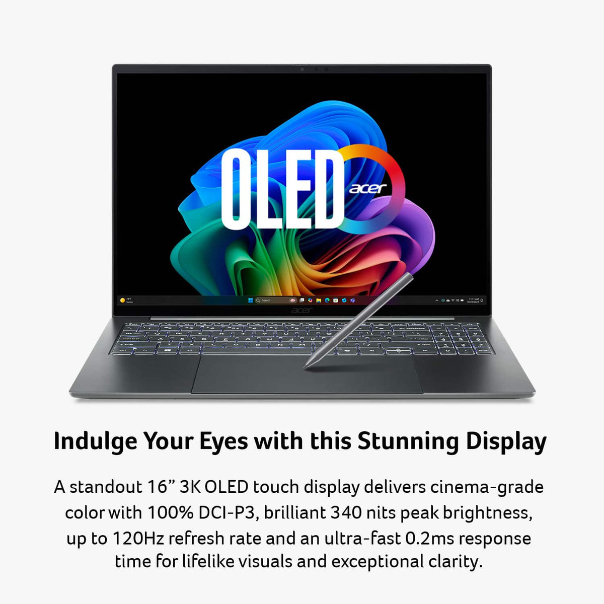 Acer - Swift 16 AI - Copilot+ PC - 16" 3K OLED Touchscreen Laptop - Intel Core Ultra X7 358H 2026 - 16GB Memory - 1TB Storage - Basalt Gray