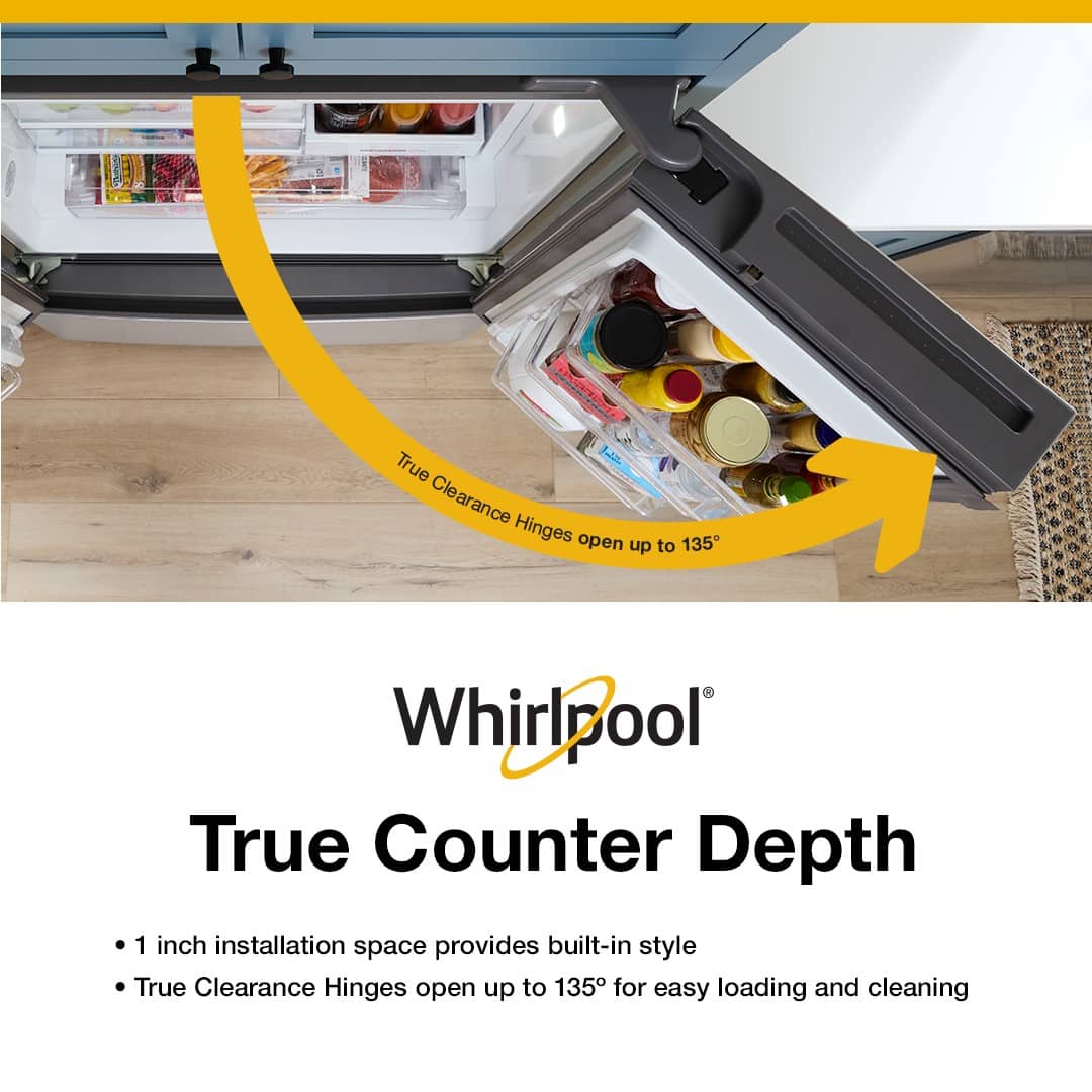 Whirlpool - 36 in. Wide 23 cu. ft. French Door Refrigerator with Dual Ice Makers - Fingerprint-Resistant Stainless Finish