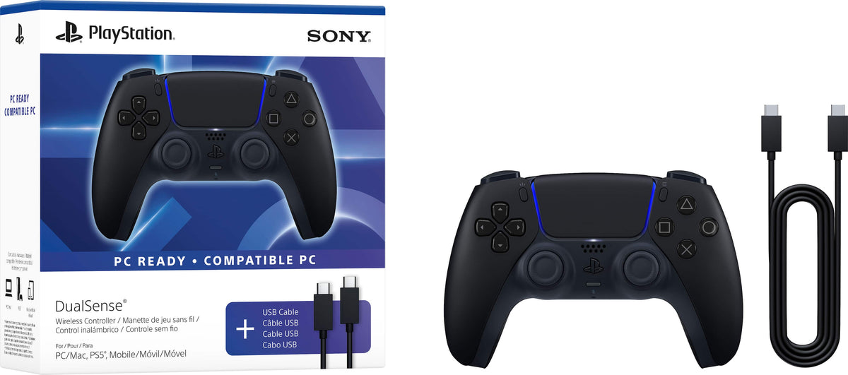 Sony Interactive Entertainment - DualSense Wireless Controller + USB Cable, PC Ready - Black