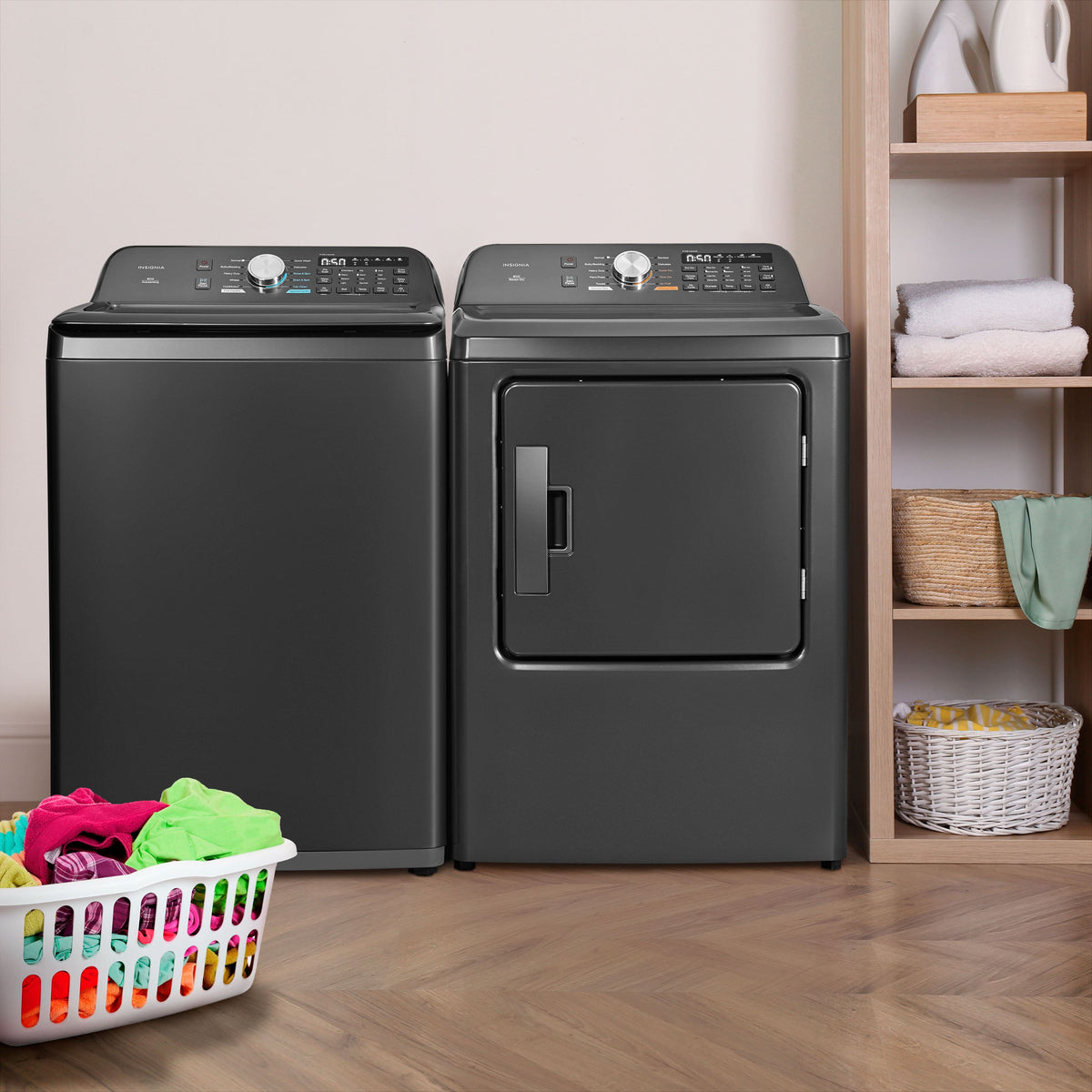 Insignia™ - 4.1 Cu. Ft. Top-Load Washer with ColdMotion Technology - Metallic Gray