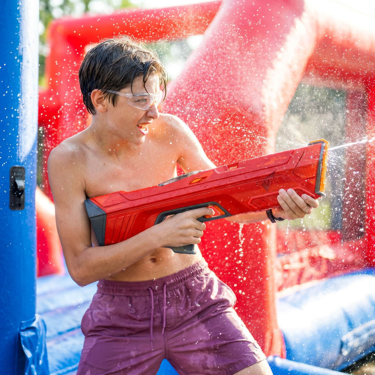 SPYRA - Electric Water Blaster Outdoor Squirt for Pool Games, SpyraFour - Blue