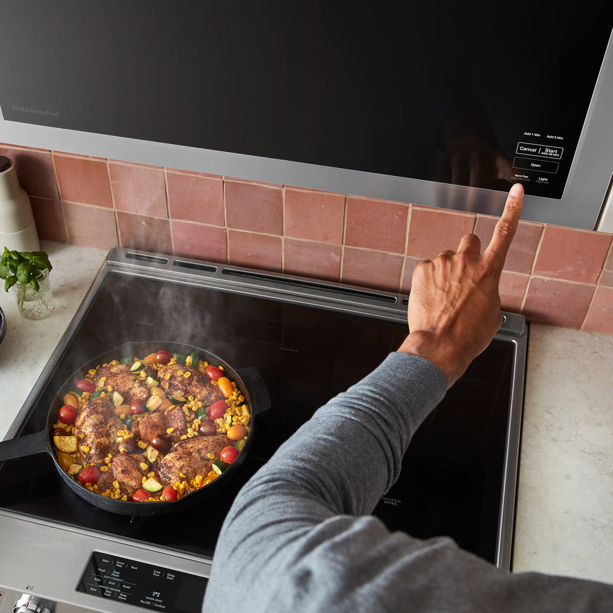 KitchenAid - 1.1 Cu. Ft. Over-the-Range Microwave with Flush Built-in Design and PrintShield Finish - Stainless Steel