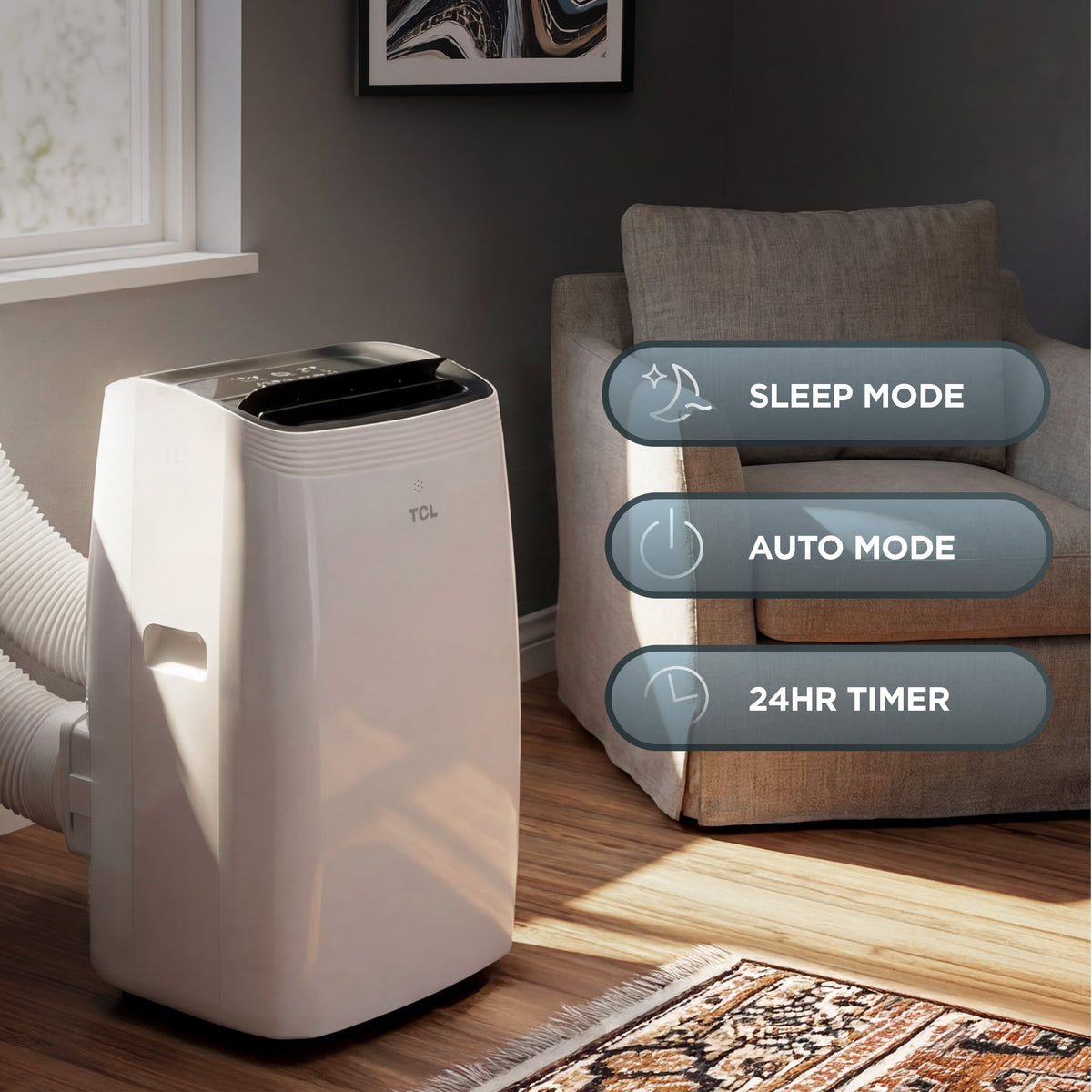 TCL - 450 Sq. Ft. 10,000 BTU Q-Series Ultra-Quiet Dual Hose Inverter Smart Portable Air Conditioner - White