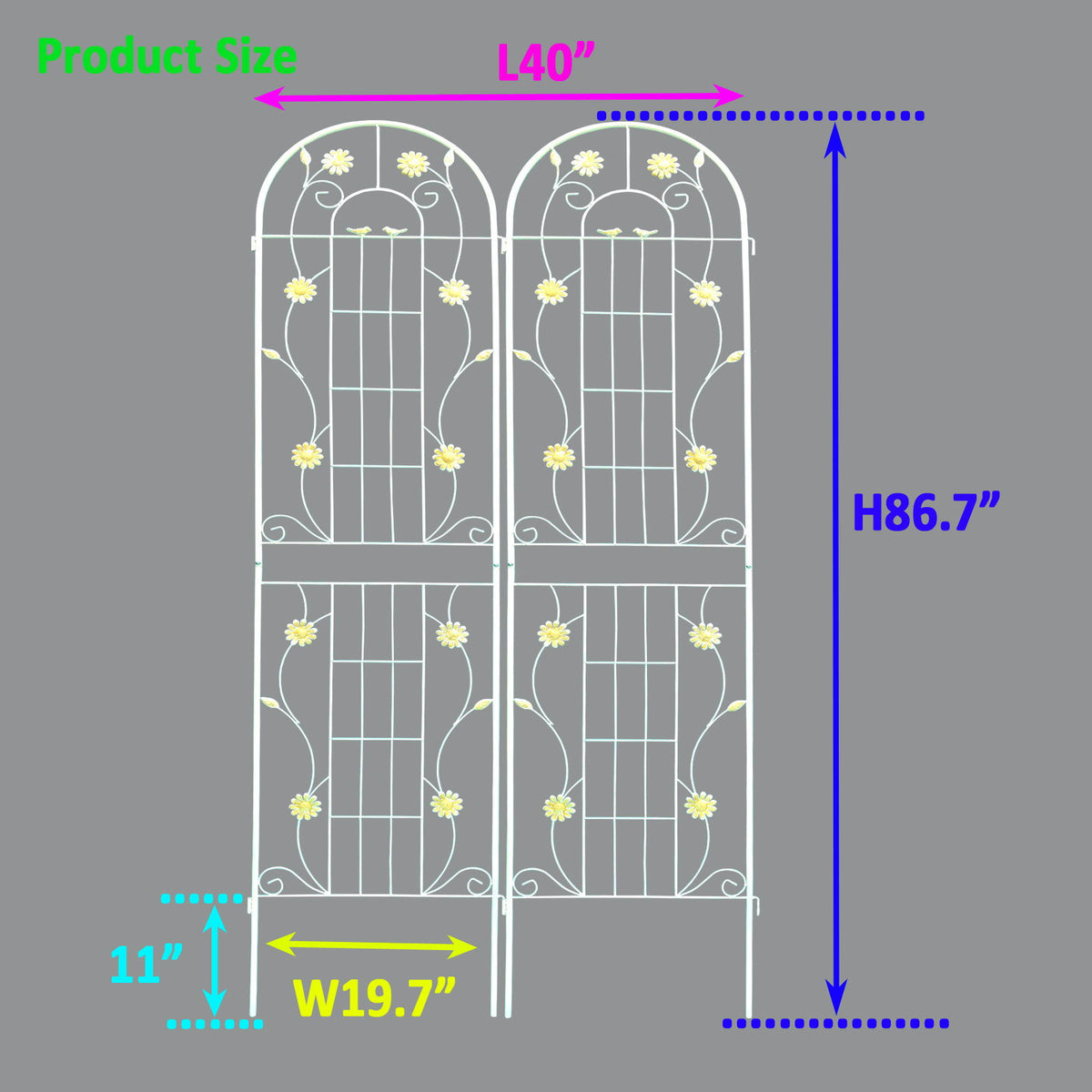 Enrejado de metal para jardín, enrejado inoxidable para plantas trepadoras, soporte para flores de exterior