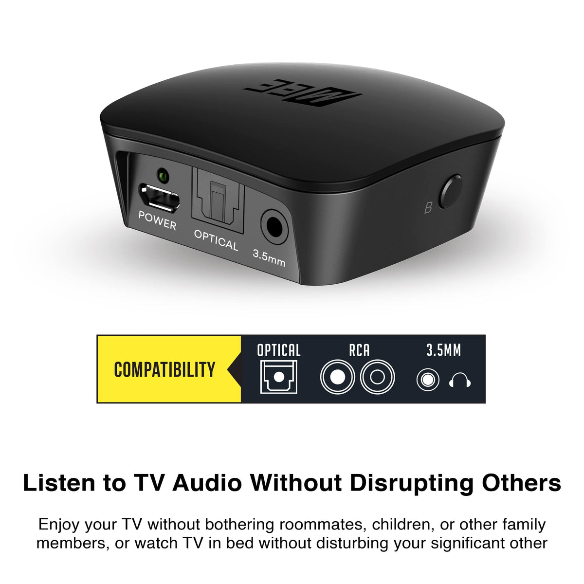 MEE audio - Cinema 3D Wireless TV Headphone System with Connect BT Transmitter and Over-the-Ear HP with ANC & Spatial Audio - Black