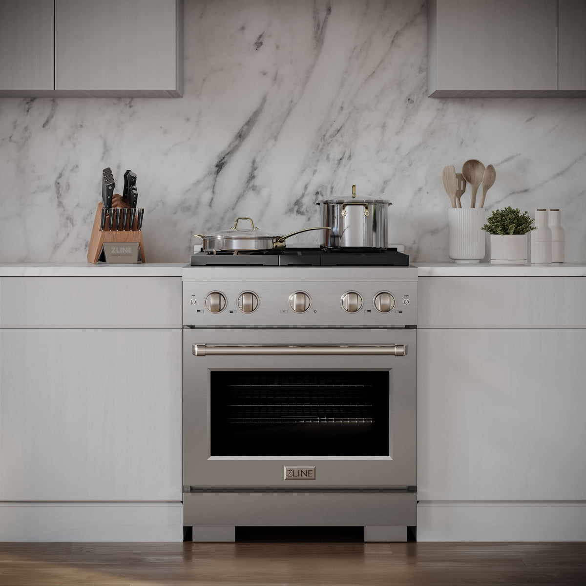 ZLINE - 30 in. Wide 4 Burner Paramount Gas Range with Convection Oven (SGR-BR-30) - Stainless Steel