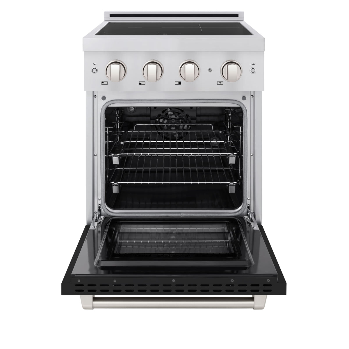 ZLINE - 24 in. 3.2 cu. ft. Paramount Freestanding Induction Range with 3 Burners and Electric Oven with Door - Black Matte