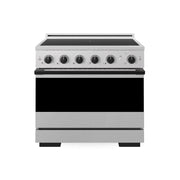 ZLINE - Autograph 36 in. 5.2 cu. ft. Marino Freestanding Induction Range with 5 Burners in Satin Steel with Black Accents - Satin Stainless Steel