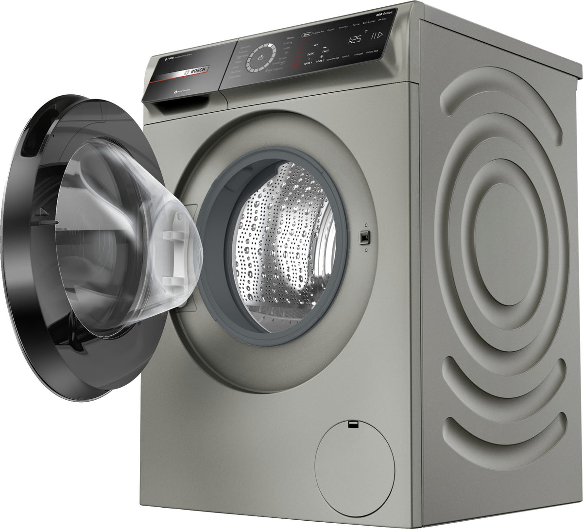 Bosch - 800 Series 2.4 Cu. Ft. High-Efficiency Stackable Smart Front Load Washer with Steam and 4D Wash System - Pearl steel