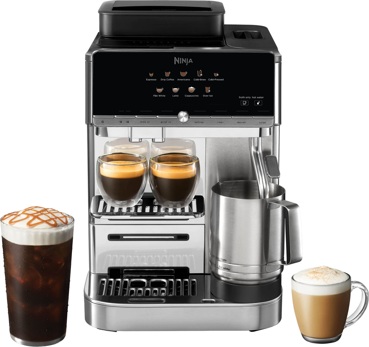 Ninja - AutoBarista Fully Automatic Espresso Machine & Frother, 10 Drink Presets, Built-In Grinder - Stainless Steel