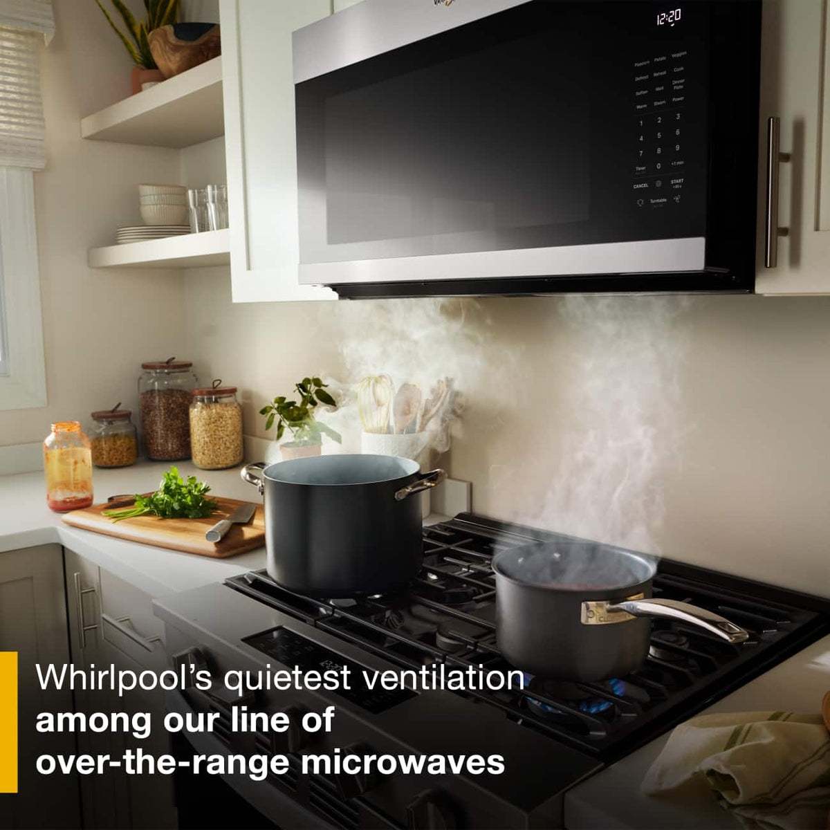 Whirlpool - 2.1 cu. ft. Microwave Hood with Sensor Cooking and AccuPop - Black Stainless Steel