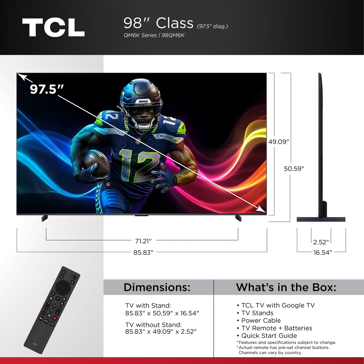 TCL - 98" Class QM6K Series 4K UHD HDR QD Mini LED Smart TV with Google TV (2025)