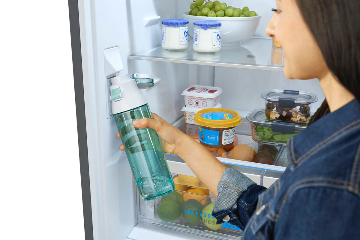 Frigidaire - 30 in. Wide 20.3 Cu. Ft. Bottom Freezer Standard Depth Refrigerator with Internal Water Dispenser - Smudge Proof Stainless Steel