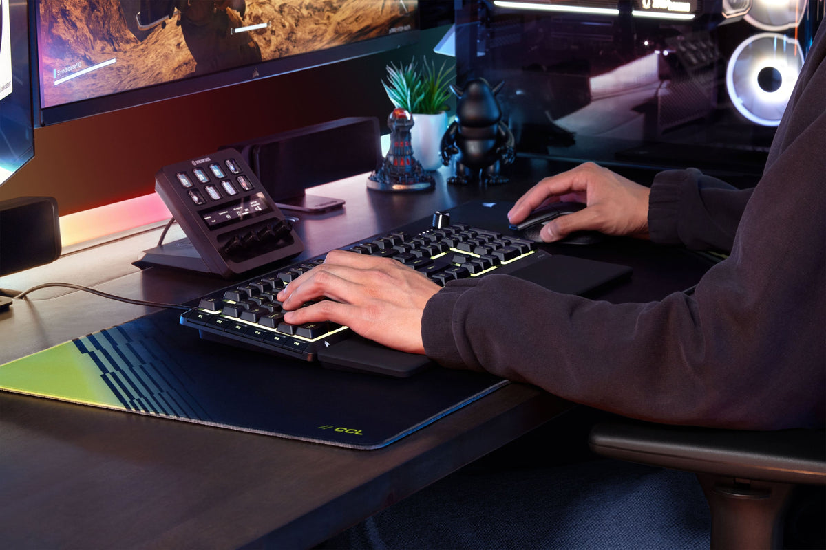 CORSAIR - SKIFF 100 PLUS Gaming Keyboard – 10-Zone RGB – 100% - Rotary Dial - Quiet, Responsive Switches – IP53 - Black