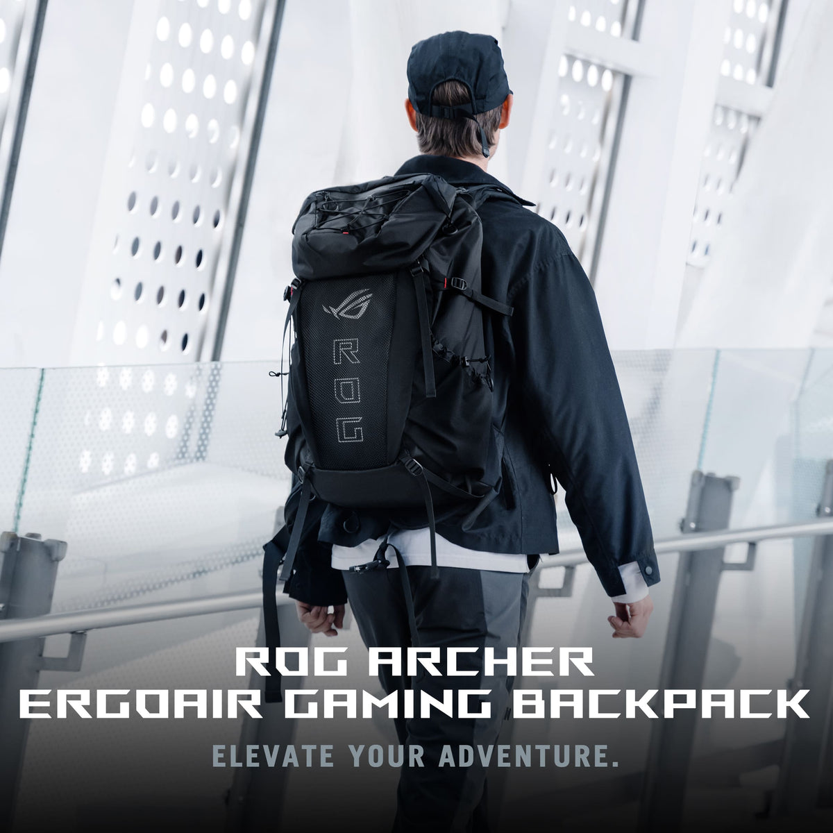 ASUS - ROG Archer ErgoAir 40L Lightweight Modular Gaming Backpack with 18" Laptop Compartment and Waterproof Rain Cover - Black